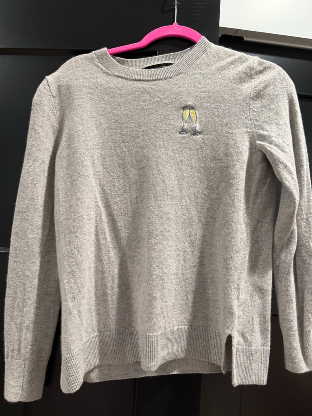 Banana Republic Gray Sweater with Champagne Flute Embroidery